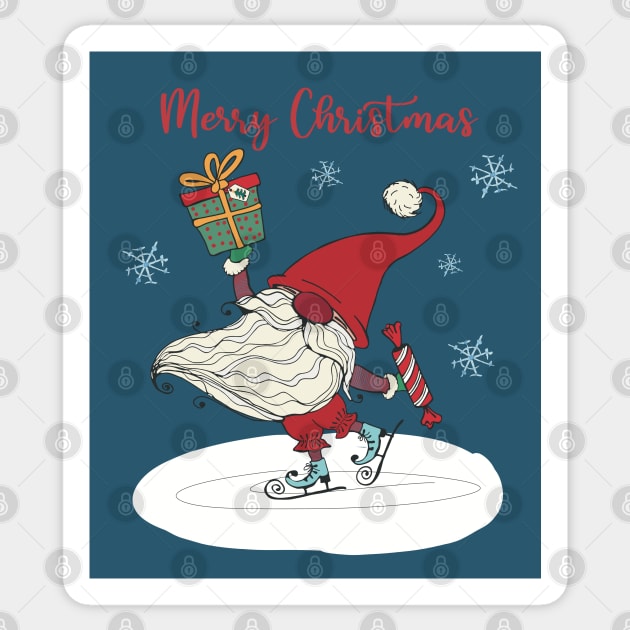 Happy santa skating greeting card Sticker by marina63